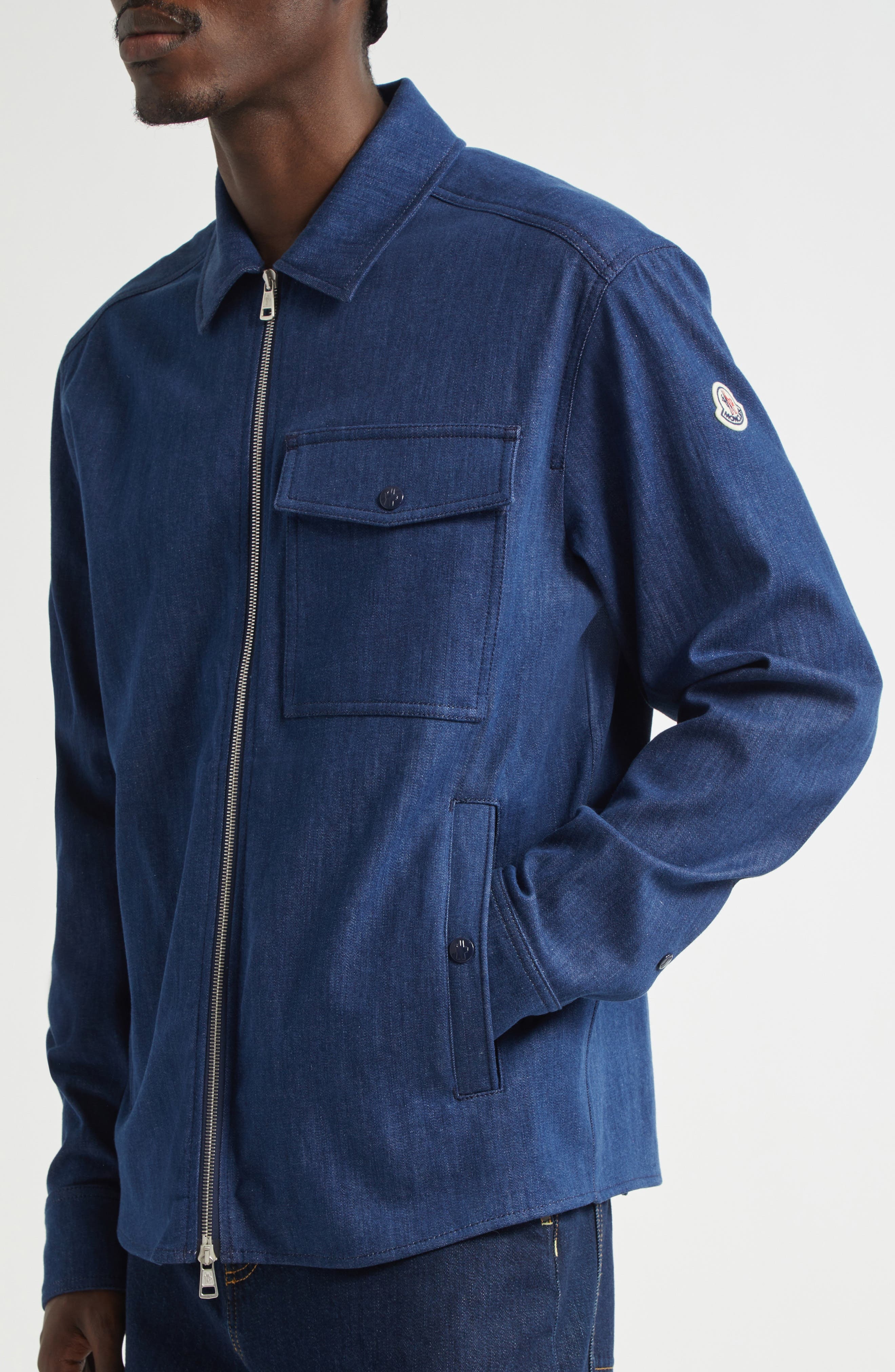 Moncler Denim Shirt Jacket in Oceana at Nordstrom - 4