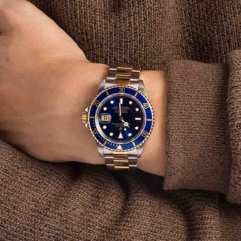 Pre-owned Rolex Submariner 16613 Blue - 6