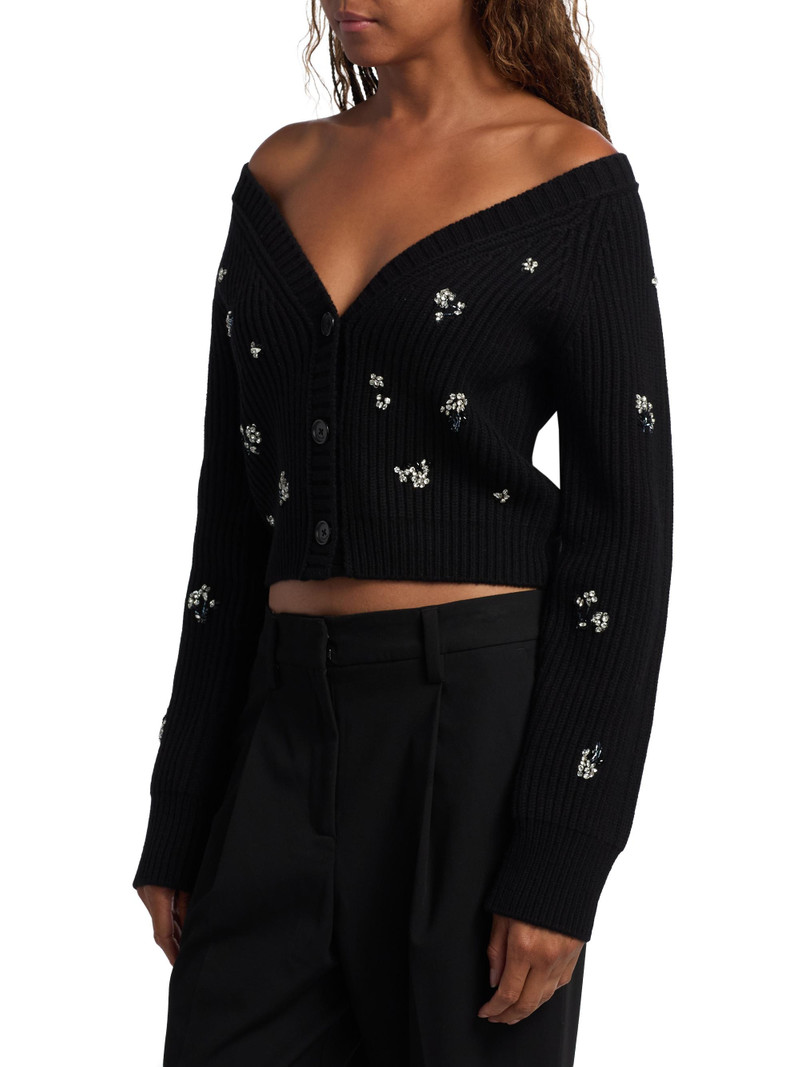 Women's Novah Crystal-Embellished Cardigan - Black 4