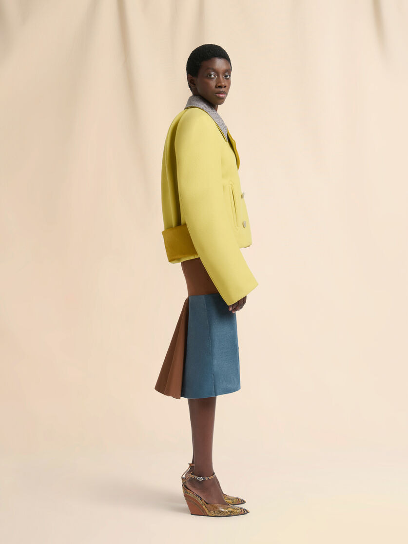 BROWN WOOL SKIRT WITH PONY HAIR INSERT - 5
