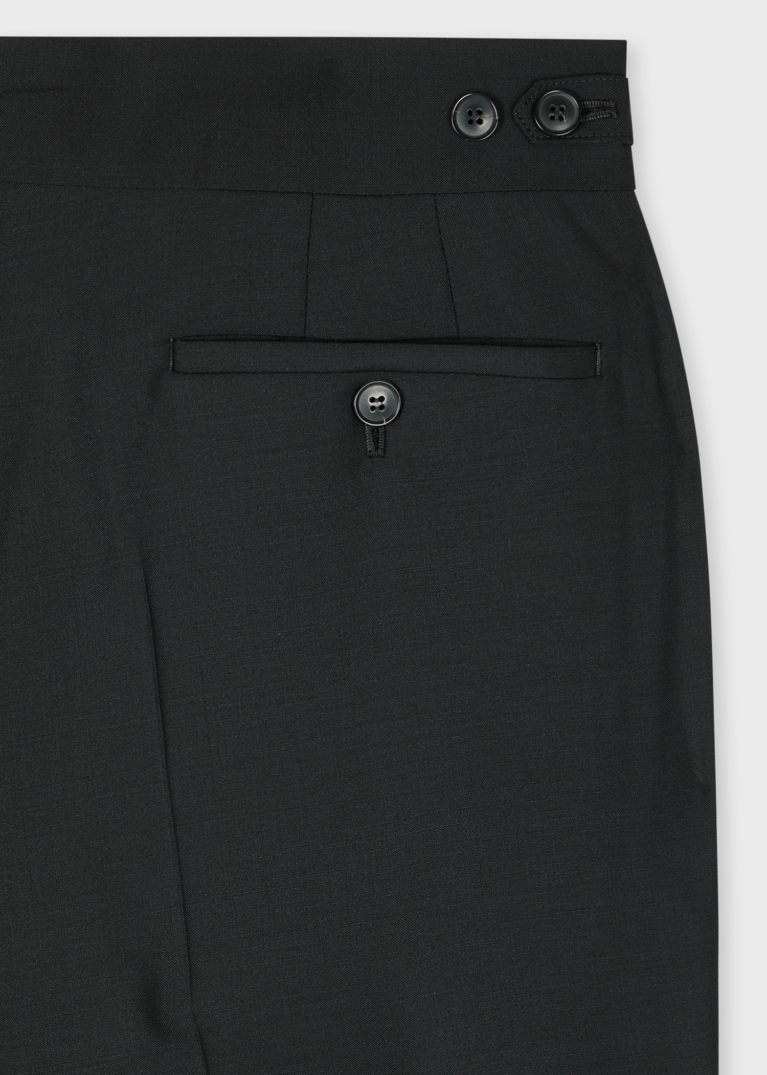 Black Wool-Mohair Pleat Front Trousers - 2