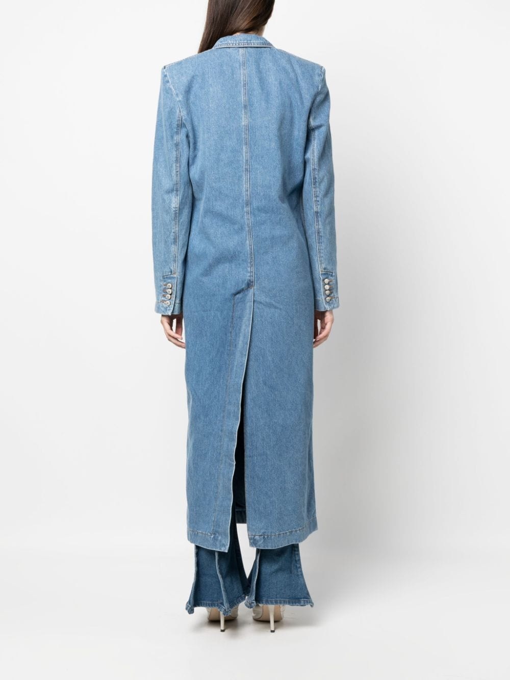 single-breasted denim coat - 4