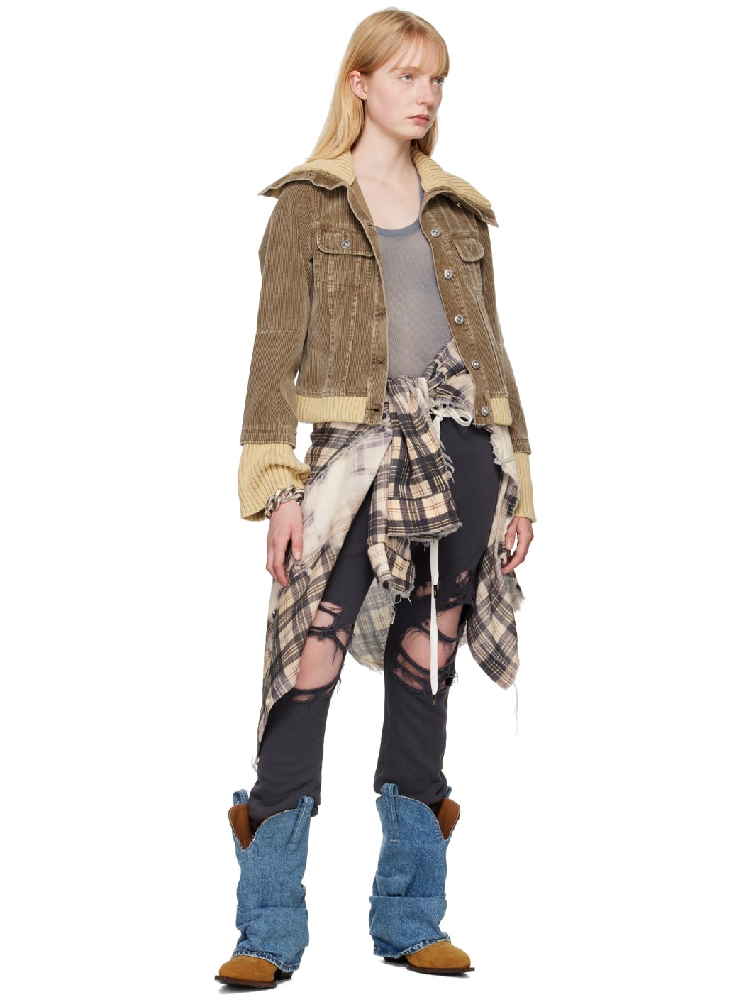 Our Legacy Knitted Lasso Jacket Brown Enzyme Cord | REVERSIBLE
