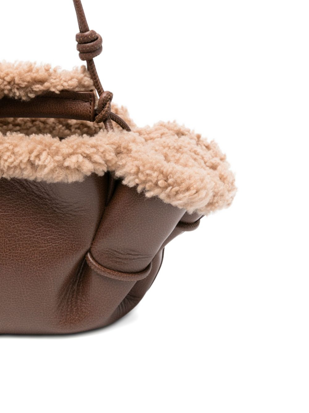 leather shearling tote bag - 4