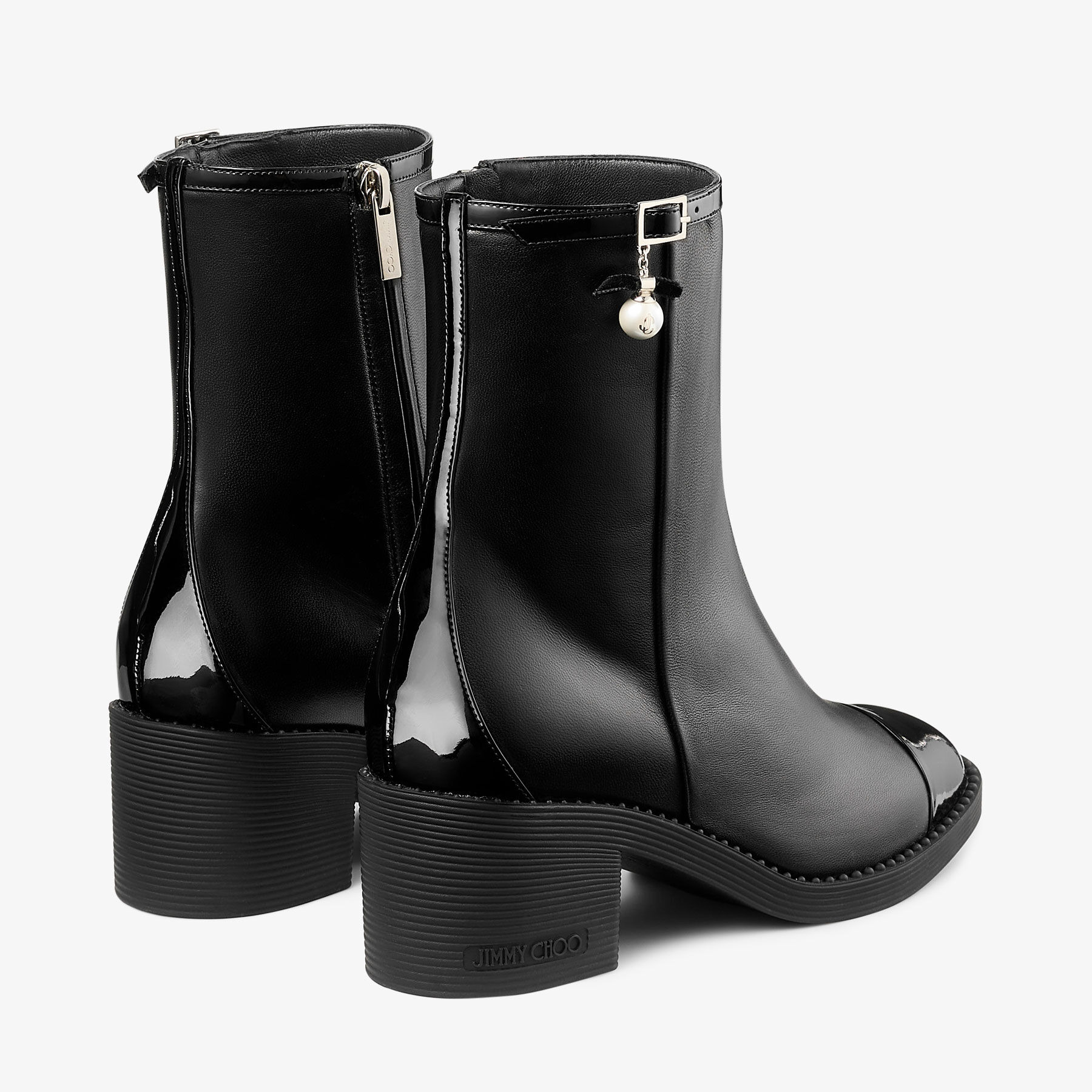 Adry Ankle Boot 60
Black Patent and Nappa Leather Boots with Pearl Charm - 4