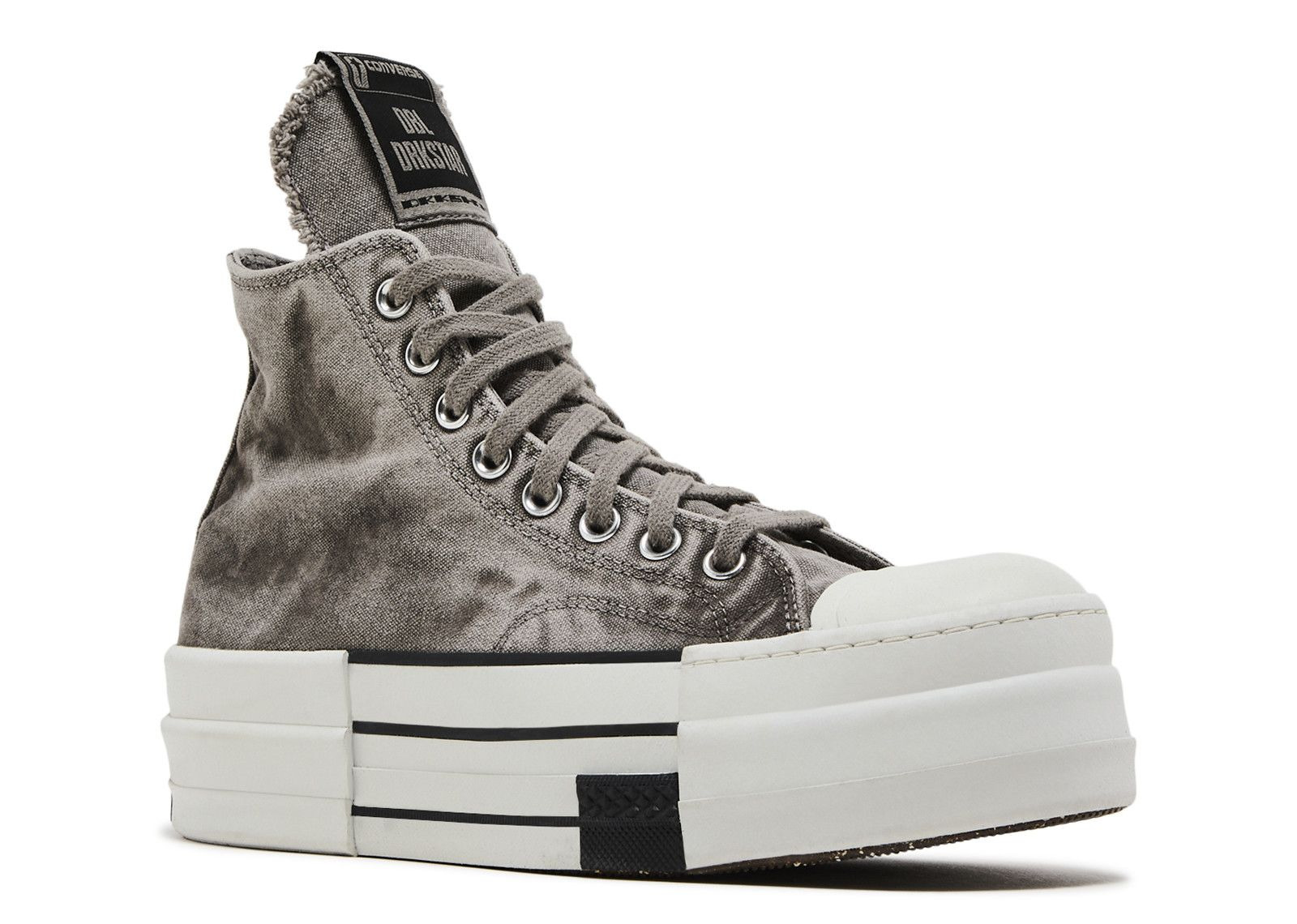 RICK OWENS X DRKSHDW DBL DRKSTAR CHUCK 70 HIGH 'WASHED CANVAS PACK - CONCRETE' - 2