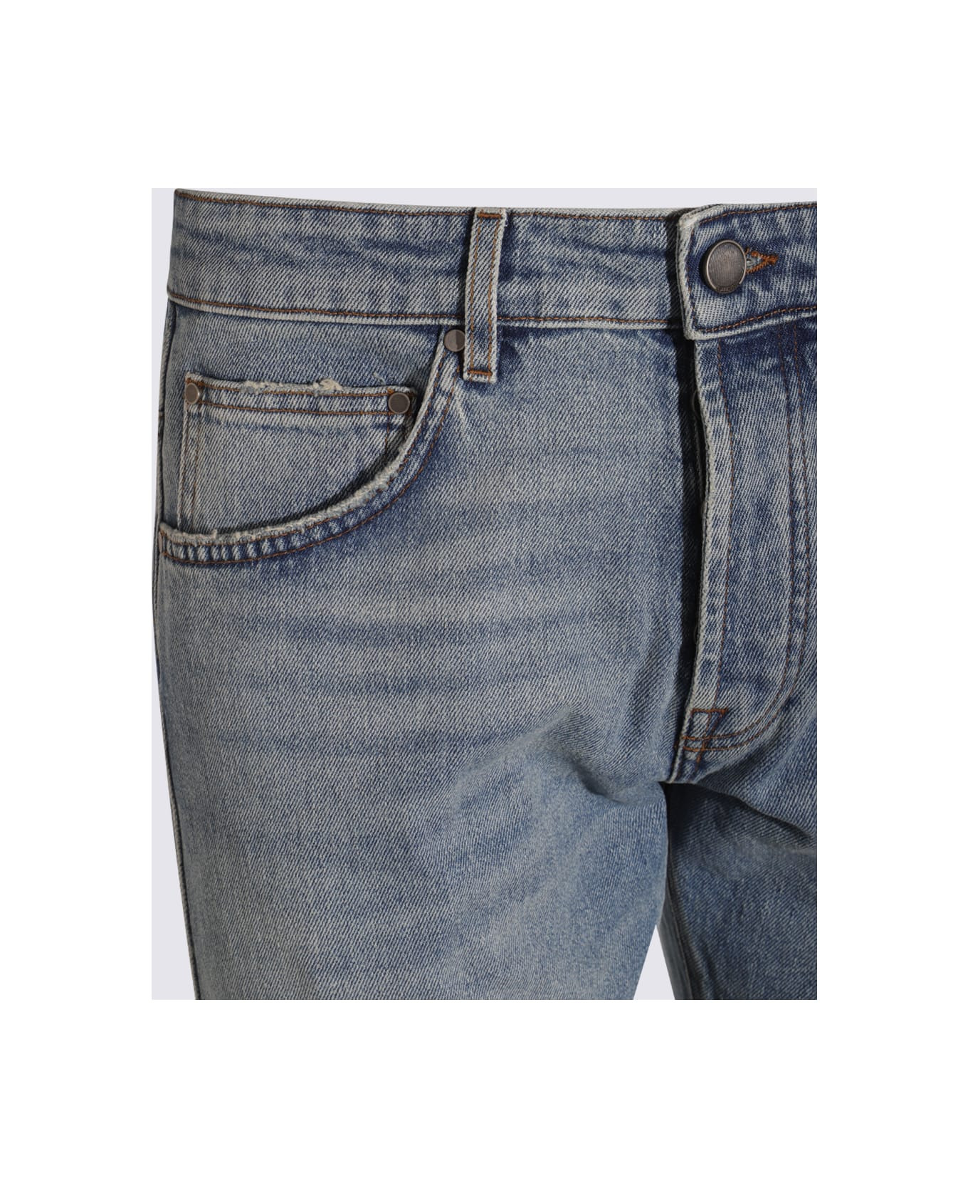Light Blue Cotton Denim Jeans - 3