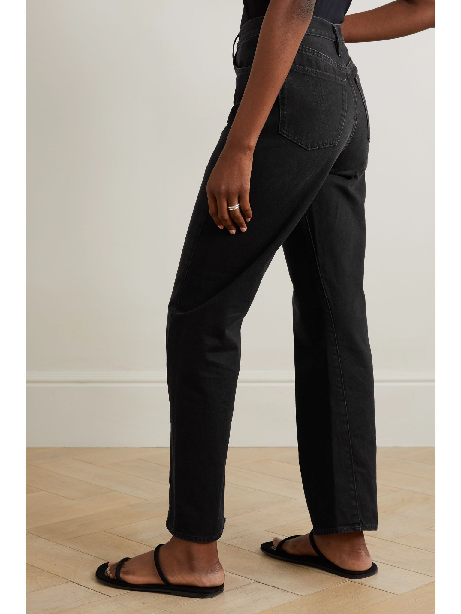 + NET SUSTAIN Twisted Seam high-rise straight-leg organic jeans Black - 4