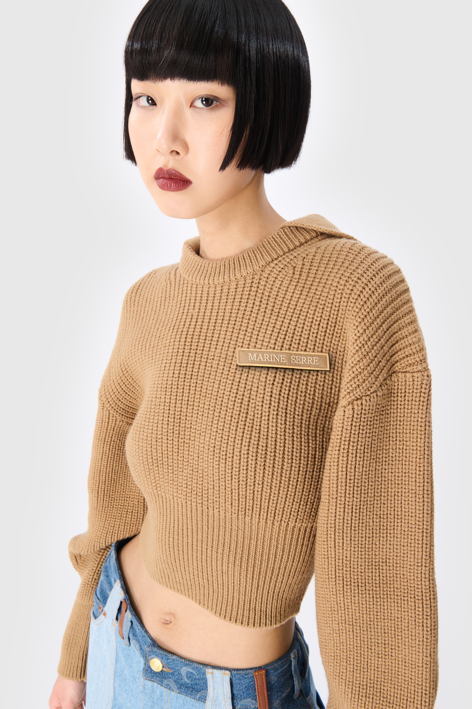 Half Cardigan Knit Sailor Sweater - 4