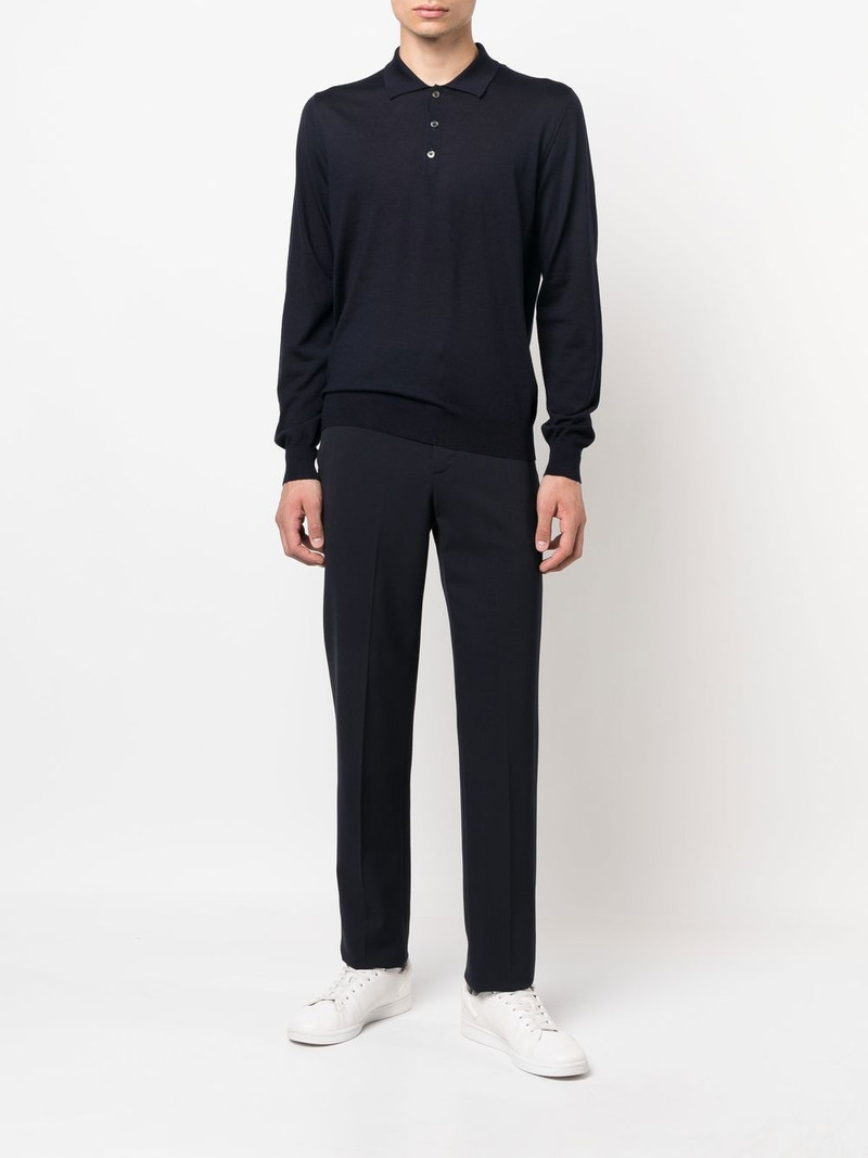 CORNELIANI long-sleeve wool polo shirt outlook