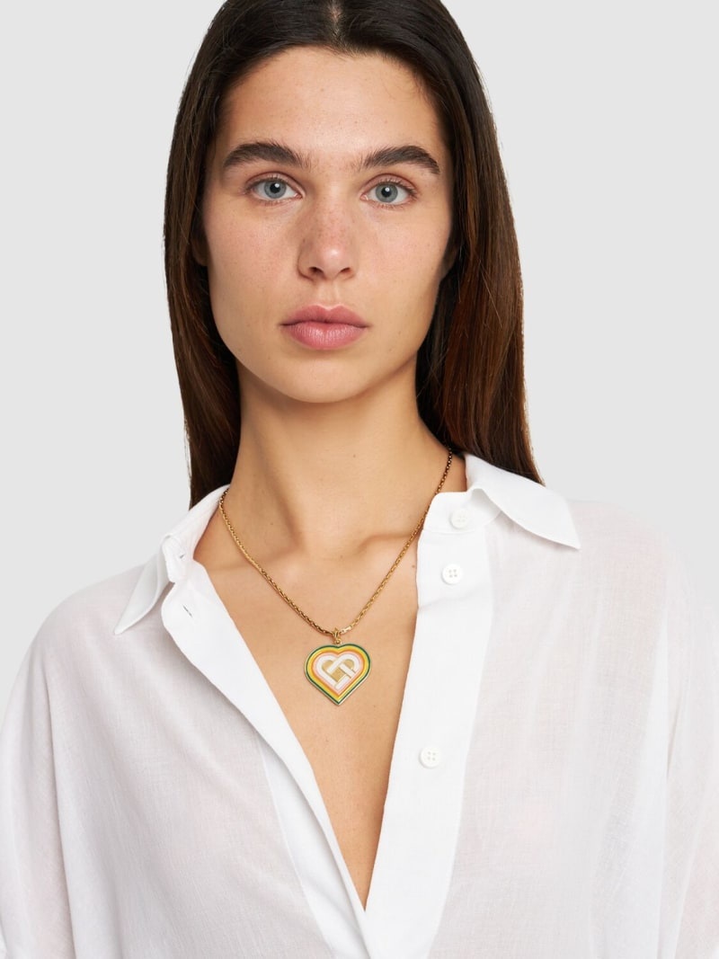 Heart monogram medallion necklace - 3