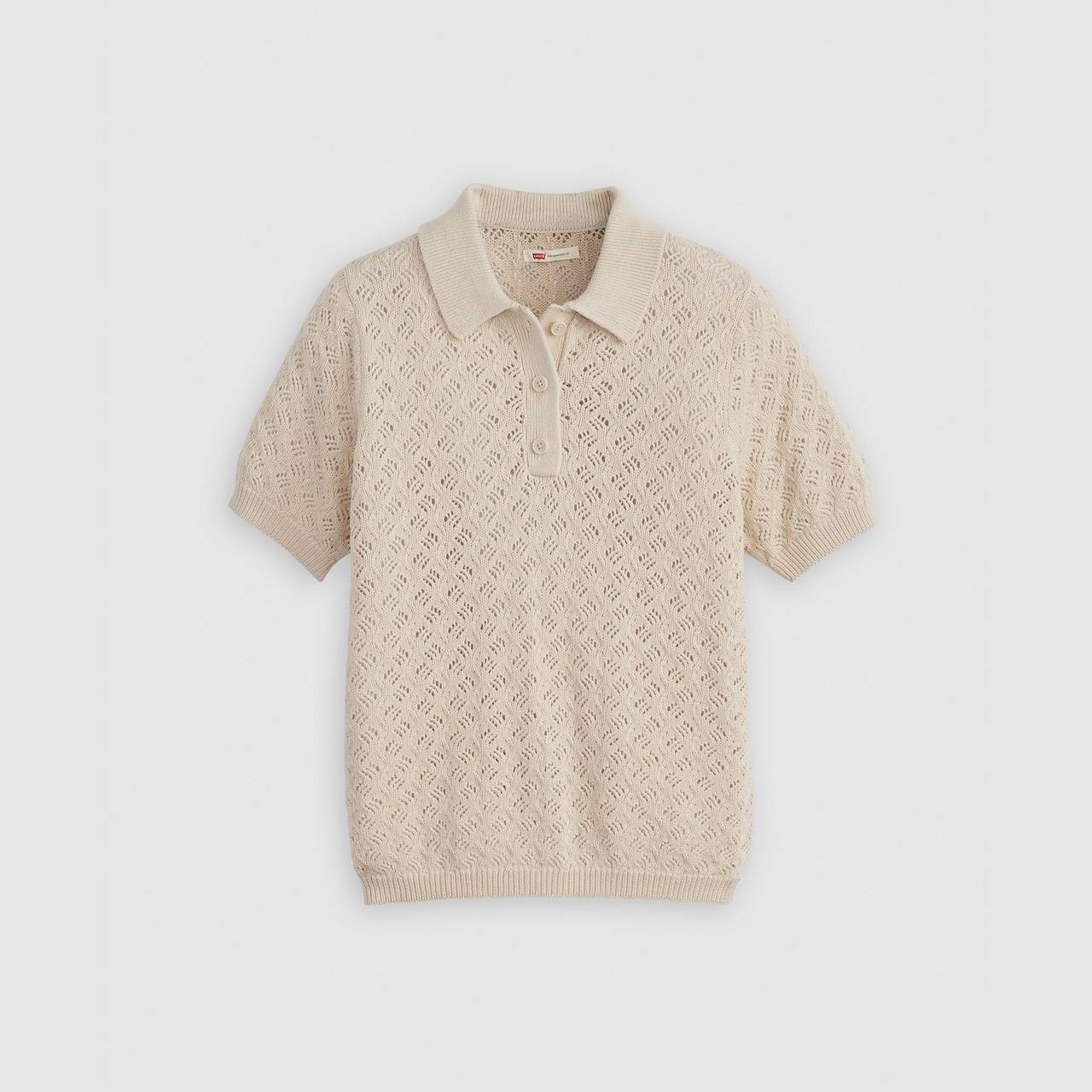 LAVENDER POINTELLE POLO SWEATER - 1