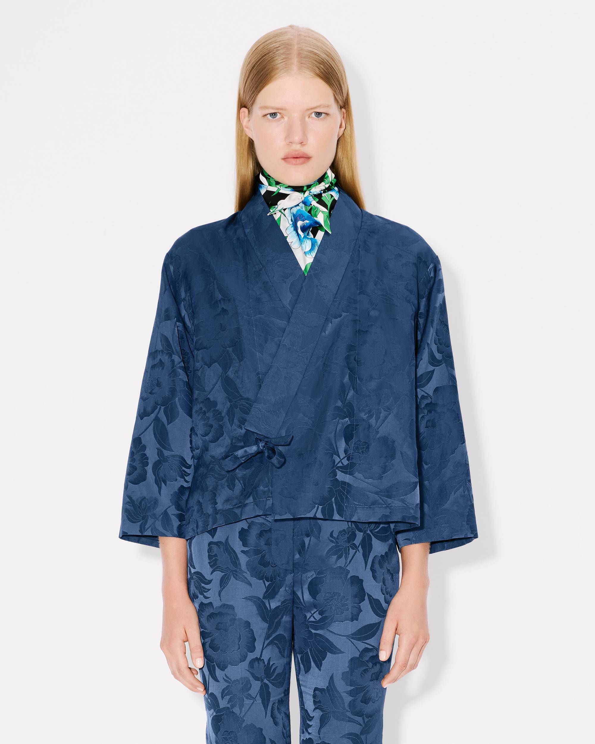 'KENZO Peonies' kimono jacket in jacquard cotton linen - 4