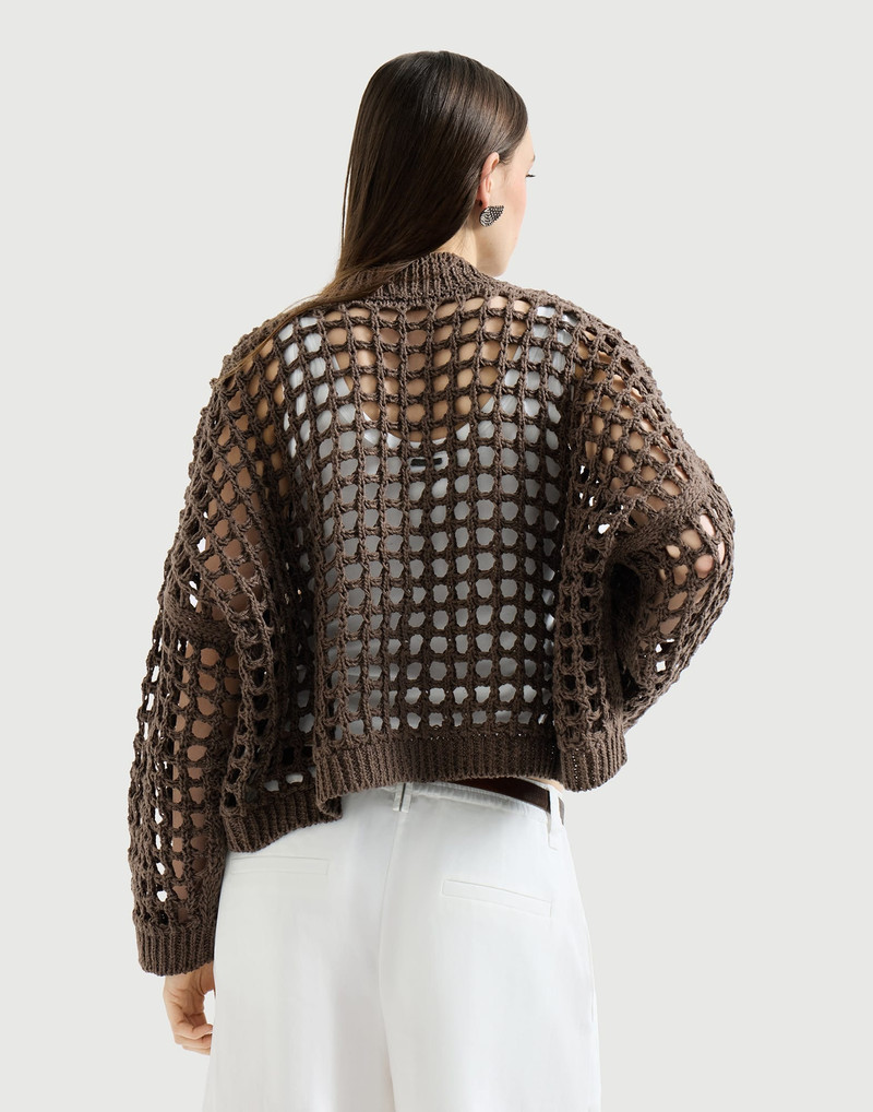 Jute and cotton net cardigan 3