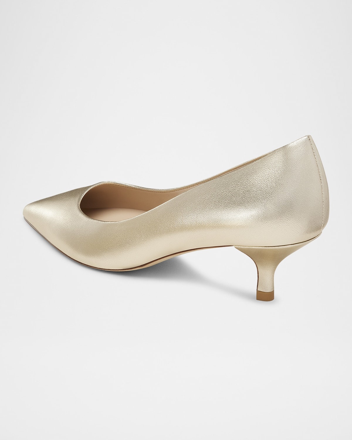 Stuart Metallic Leather Kitten-Heel Pumps - 4