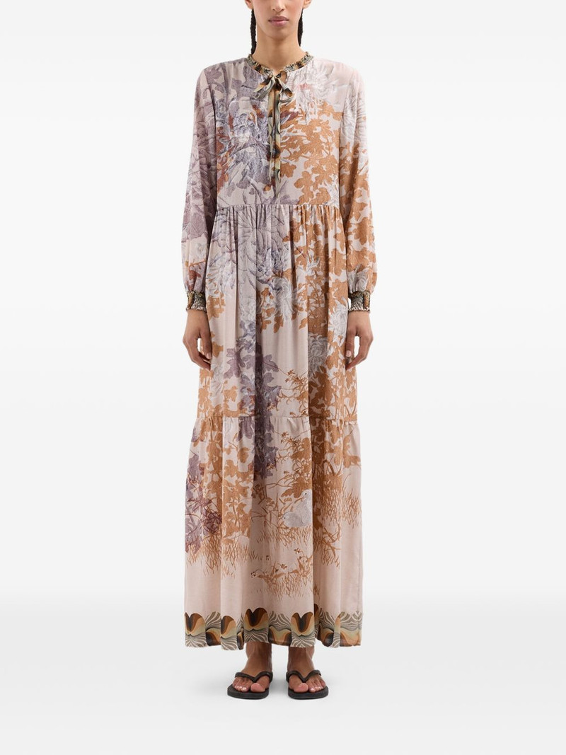 Pierre-Louis Mascia Tetris floral-pattern tie-neck kaftan outlook