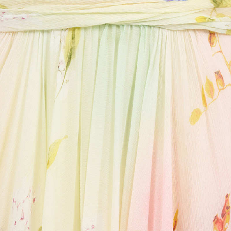 Long Chiffon Dress with Miami Flowers Print 5