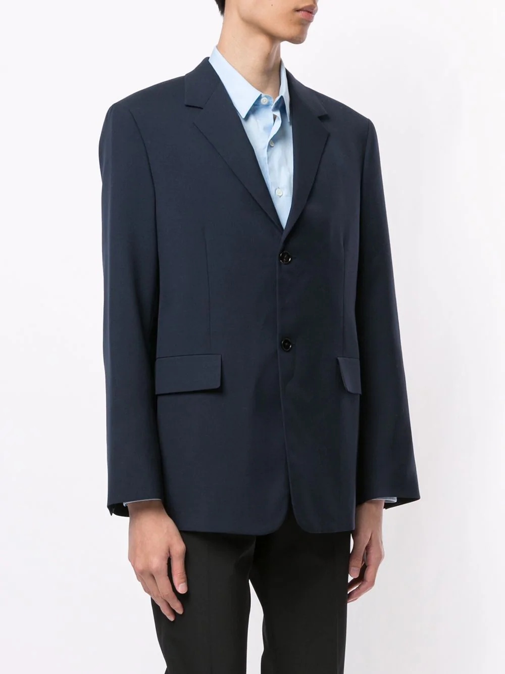 single-breasted notch lapel blazer - 3