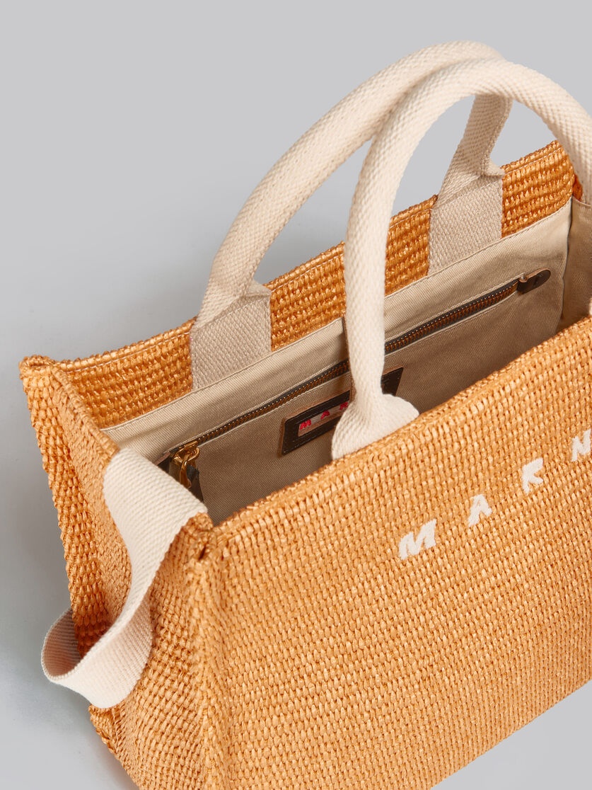 ORANGE RAFFIA-EFFECT SMALL TOTE BAG - 4