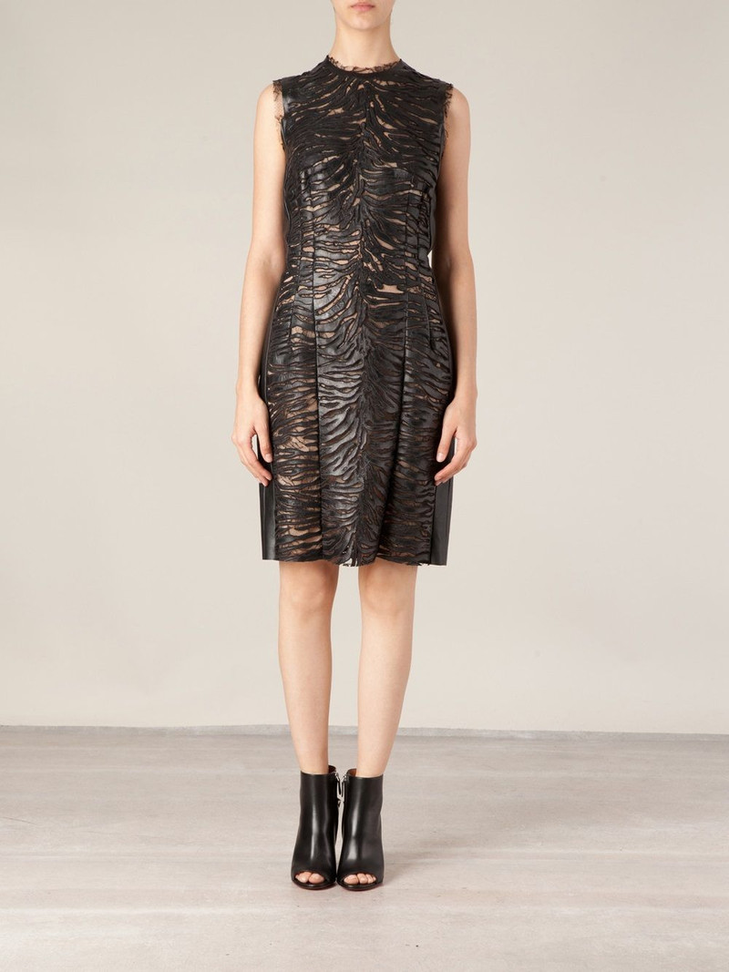 ALEXANDRE VAUTHIER lace panel lambskin dress outlook