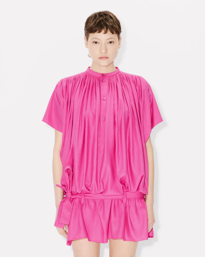 KENZO Oversized pleated dress in silk floss outlook