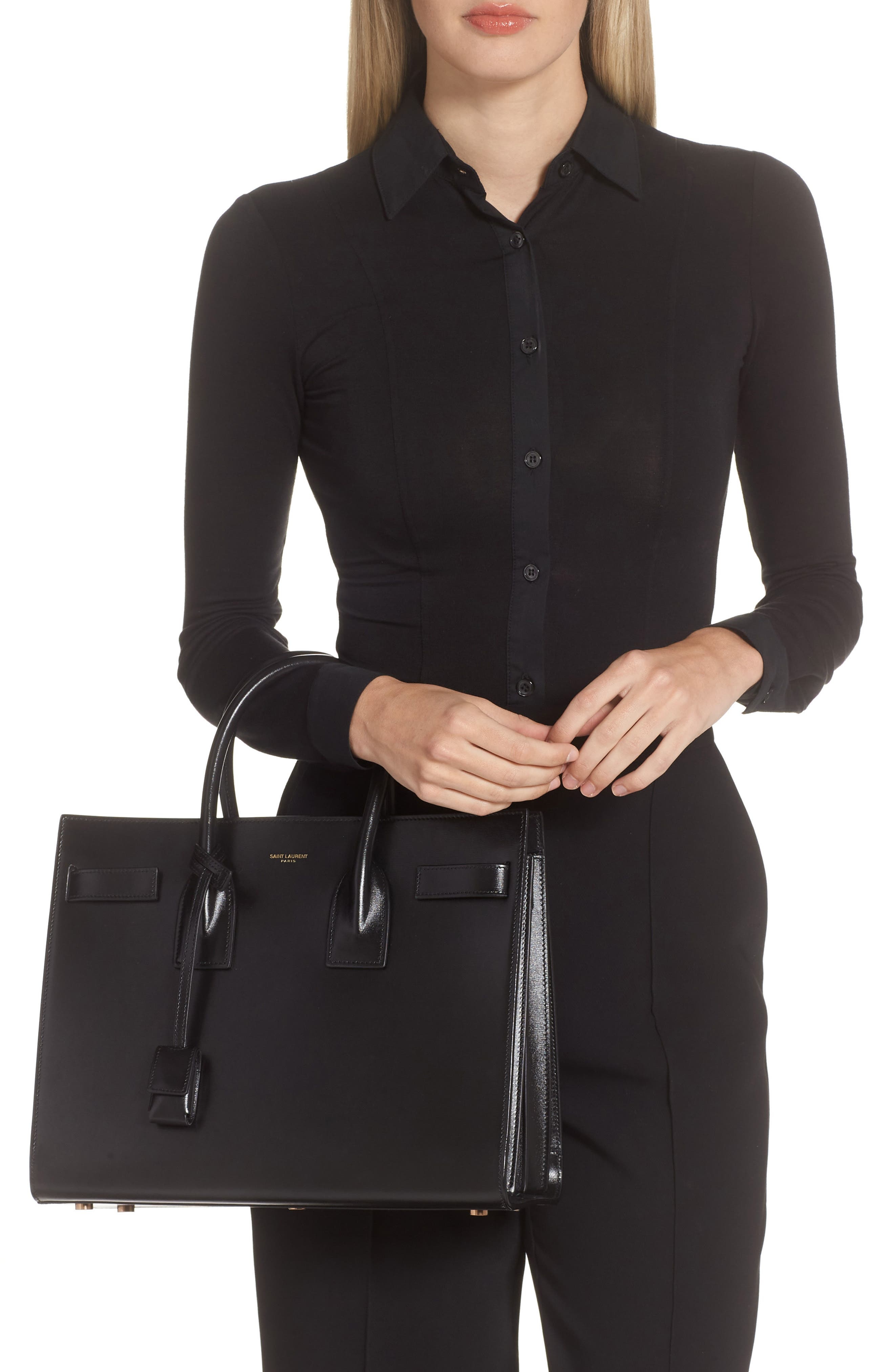 Saint Laurent Small Sac de Jour Leather Tote with Pouch in Nero/Nero at Nordstrom - 3