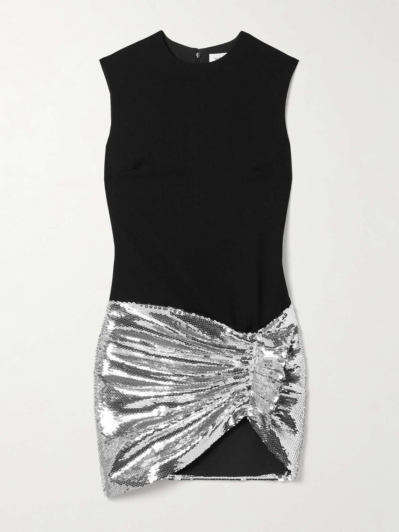Mia asymmetric gathered sequined tulle and crepe mini dress - 1