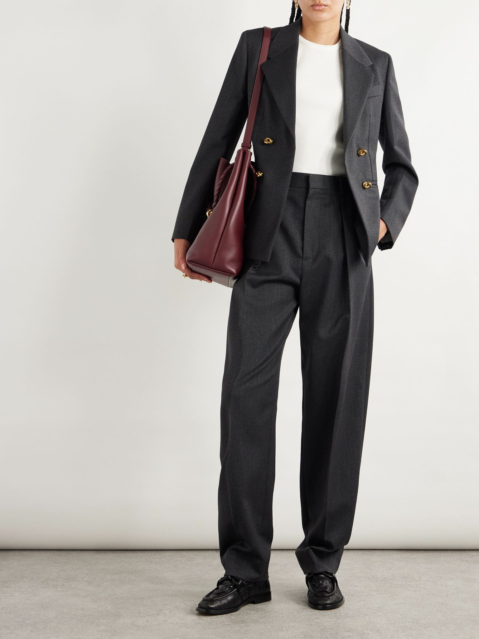 Double-breasted wool-twill blazer Black - 2