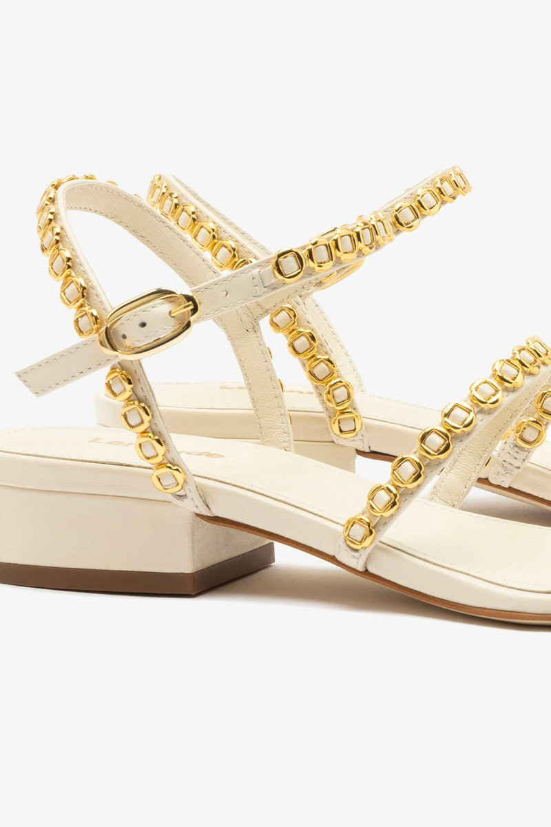 Milanina Flat Sandal In Ivory Leather 4