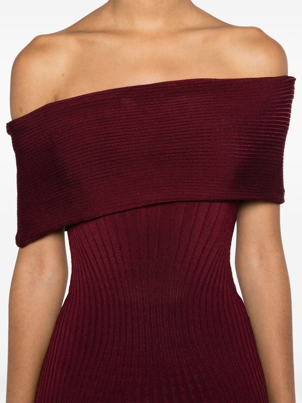 off-shoulder knit dress - 5