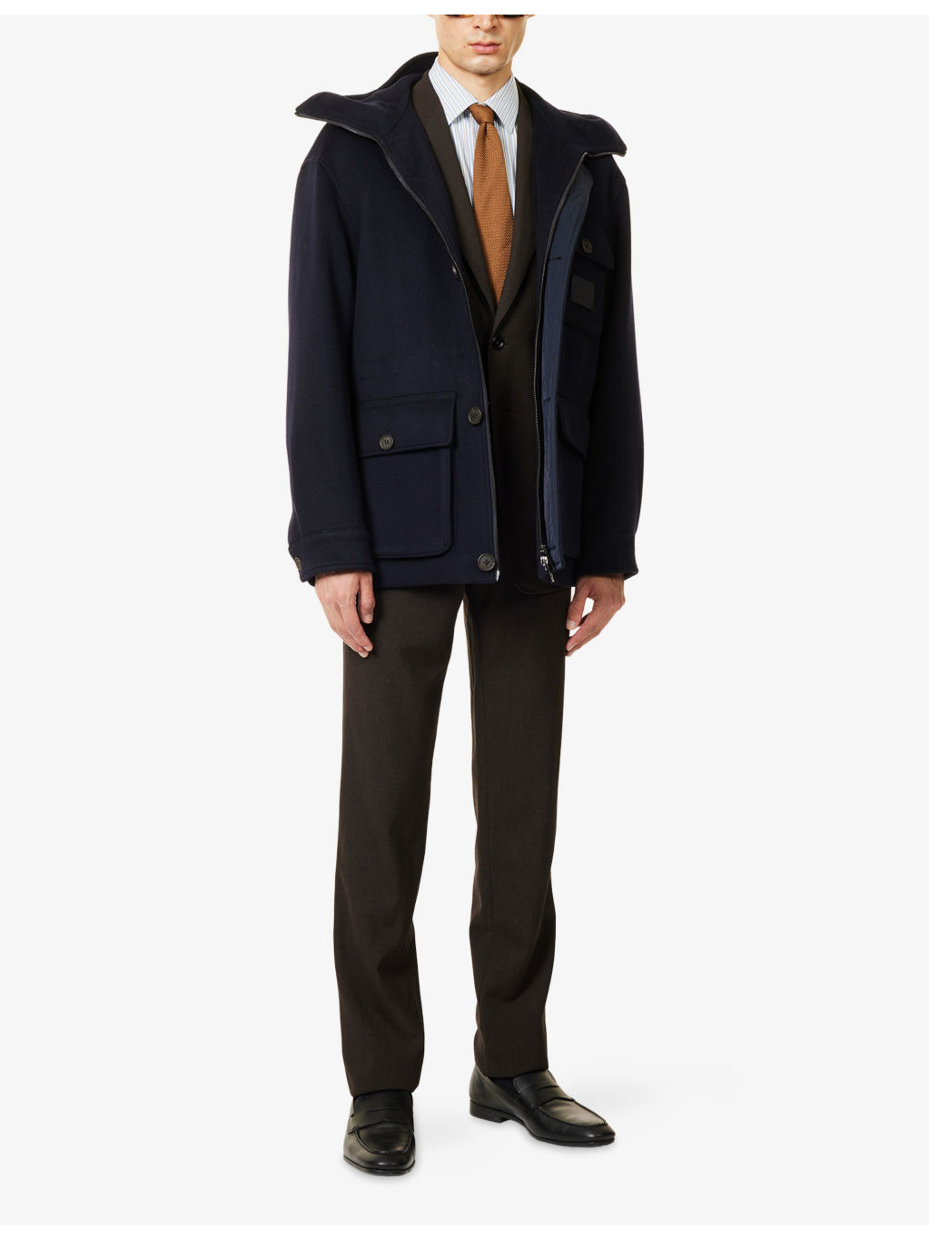 Logo-Patch Flap-Pocket Wool-Cashmere Blend Jacket - 2