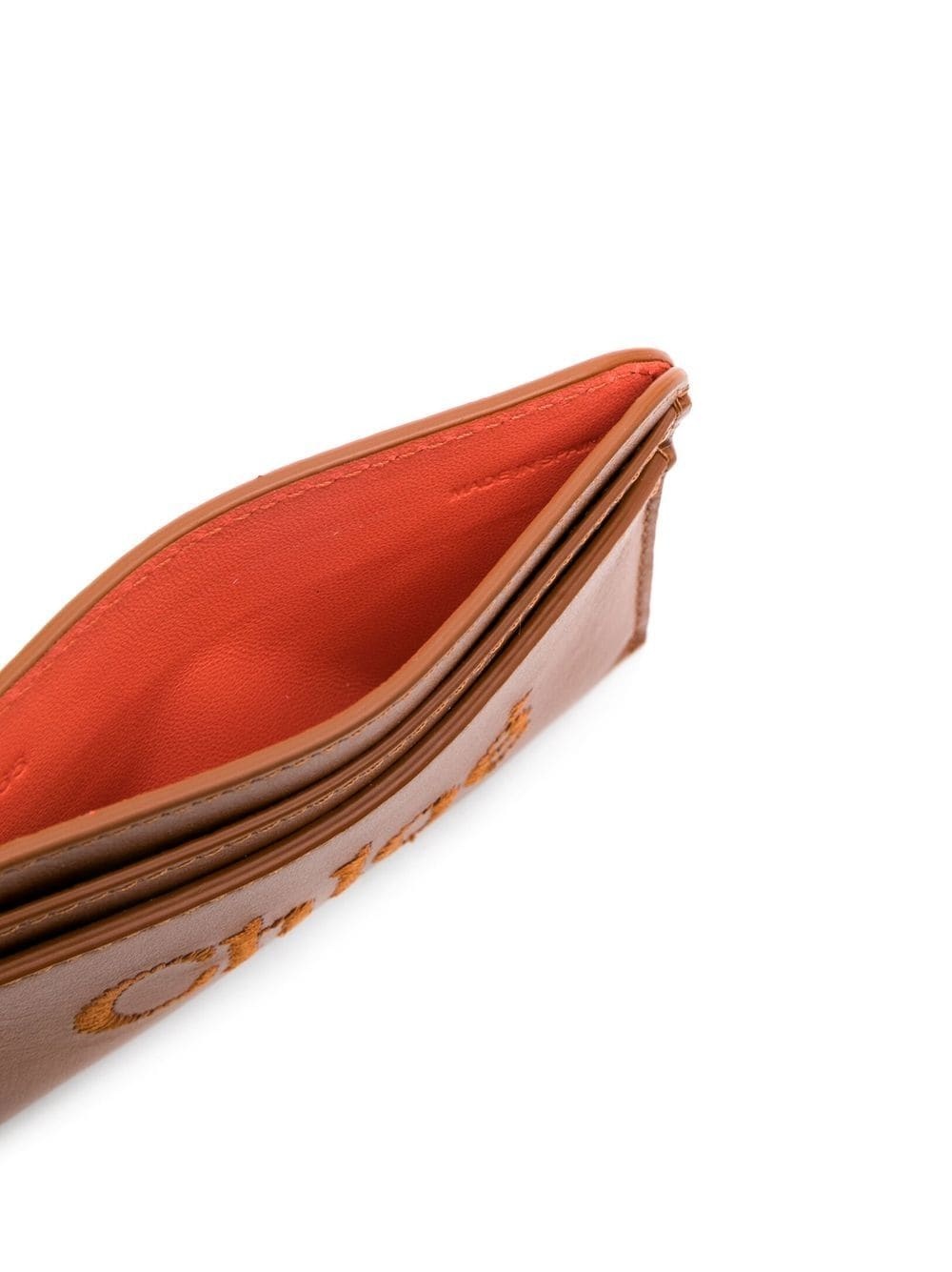 embroidered-logo leather cardholder - 3