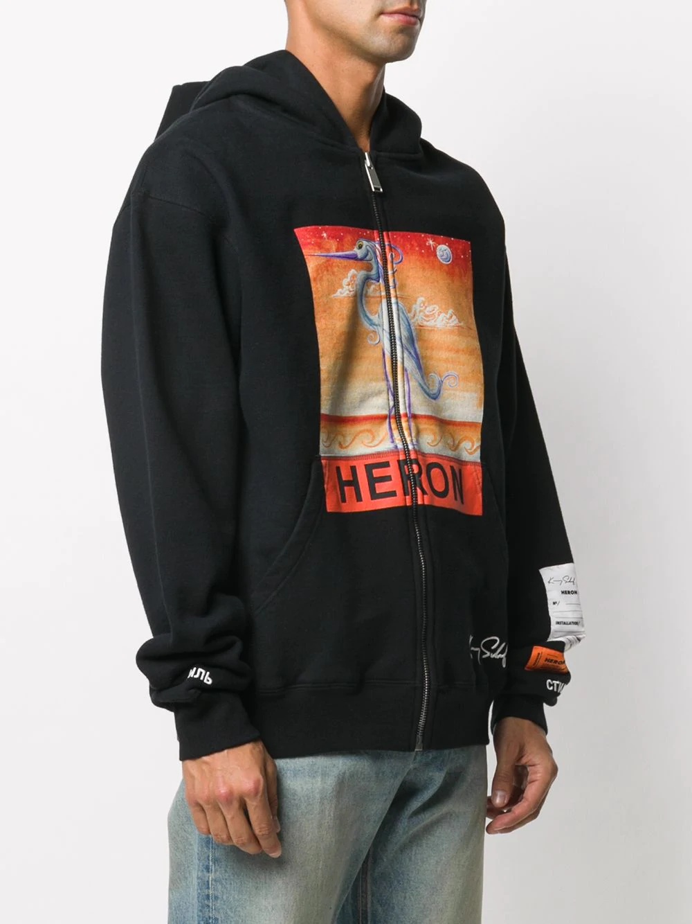 crane print hoodie - 3