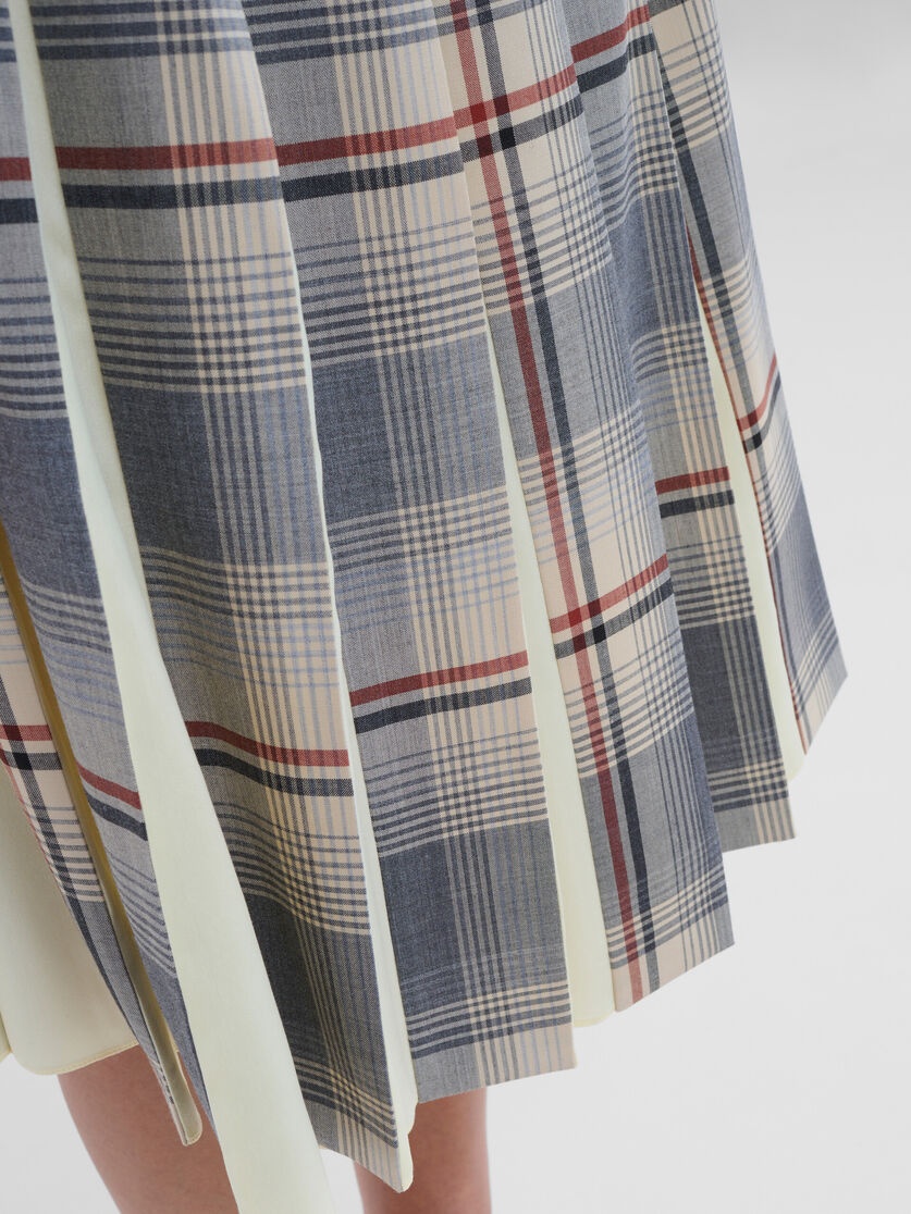 Marni GREY CHECKED WOOL SKIRT WITH PLEATS | REVERSIBLE
