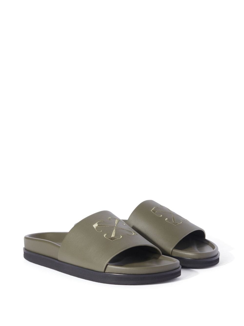 Arrows-embroidery leather slides - 2