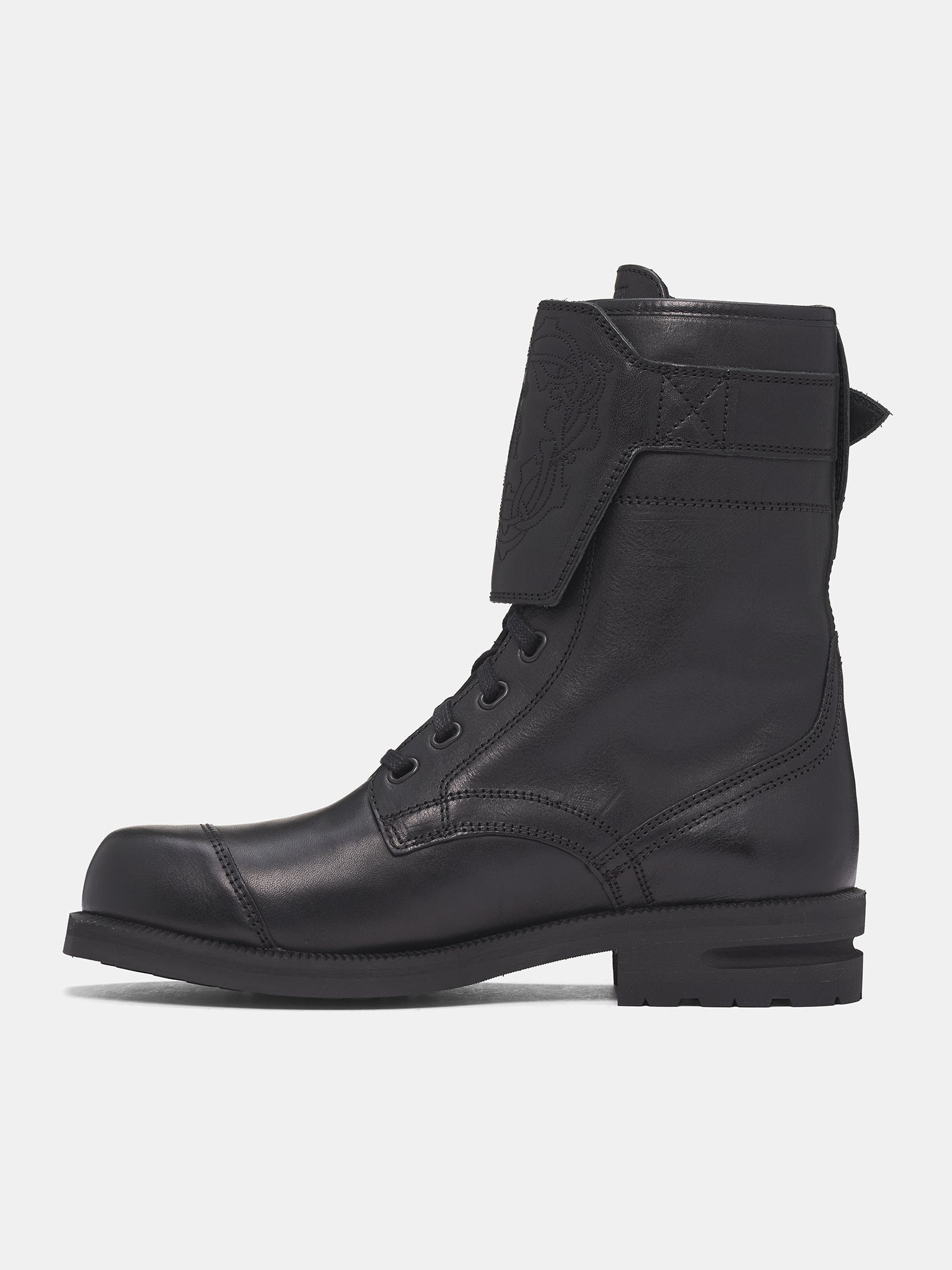 Black Leather Fitz Military Boots - 3