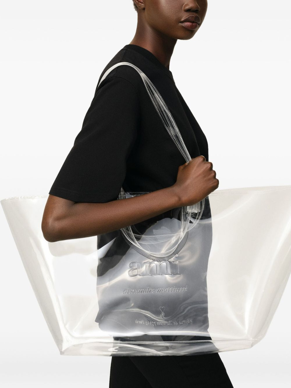 medium embossed-logo clear tote bag - 2