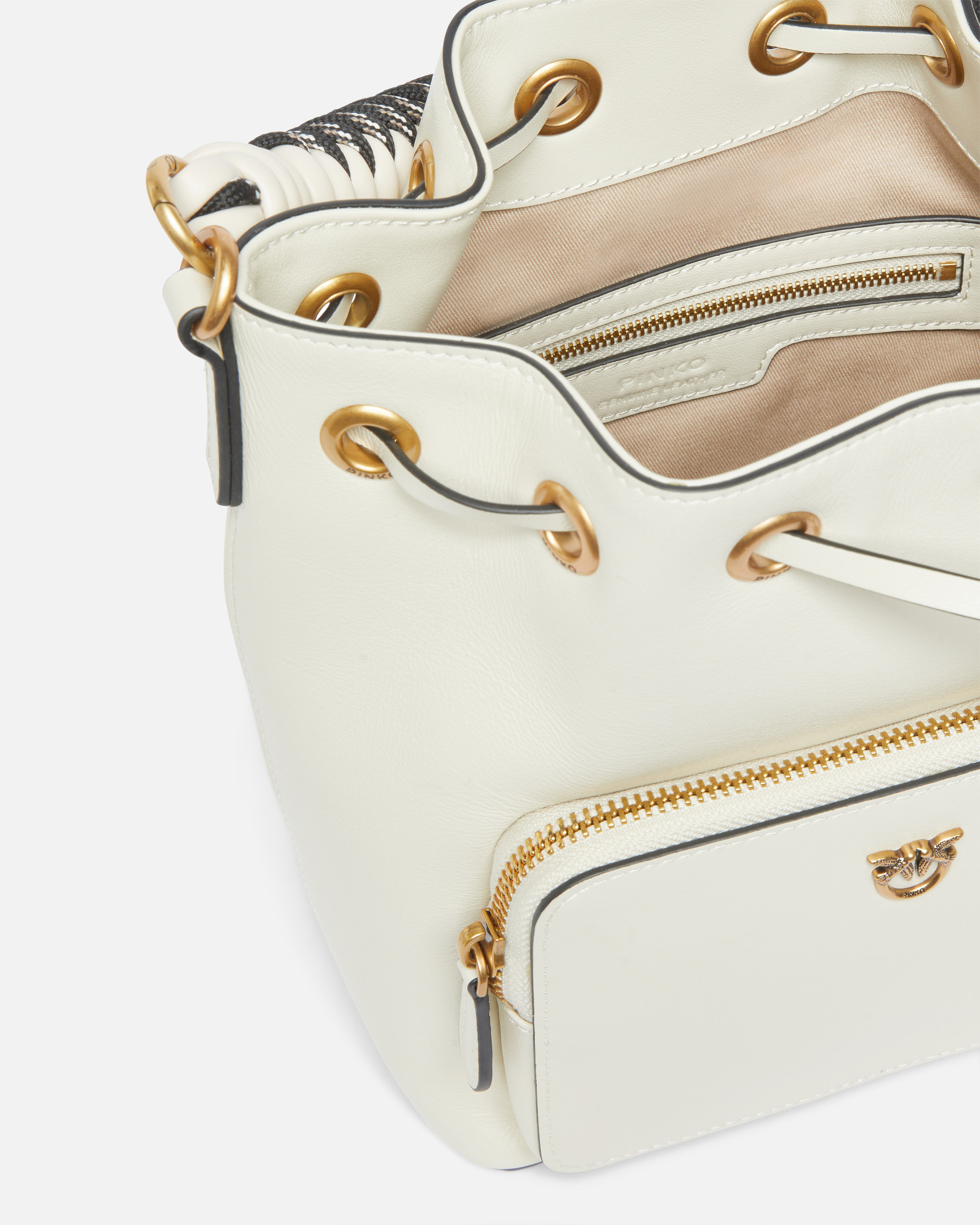 SMALL LEATHER CARGO BUCKET BAG WITH BRAIDING - 4