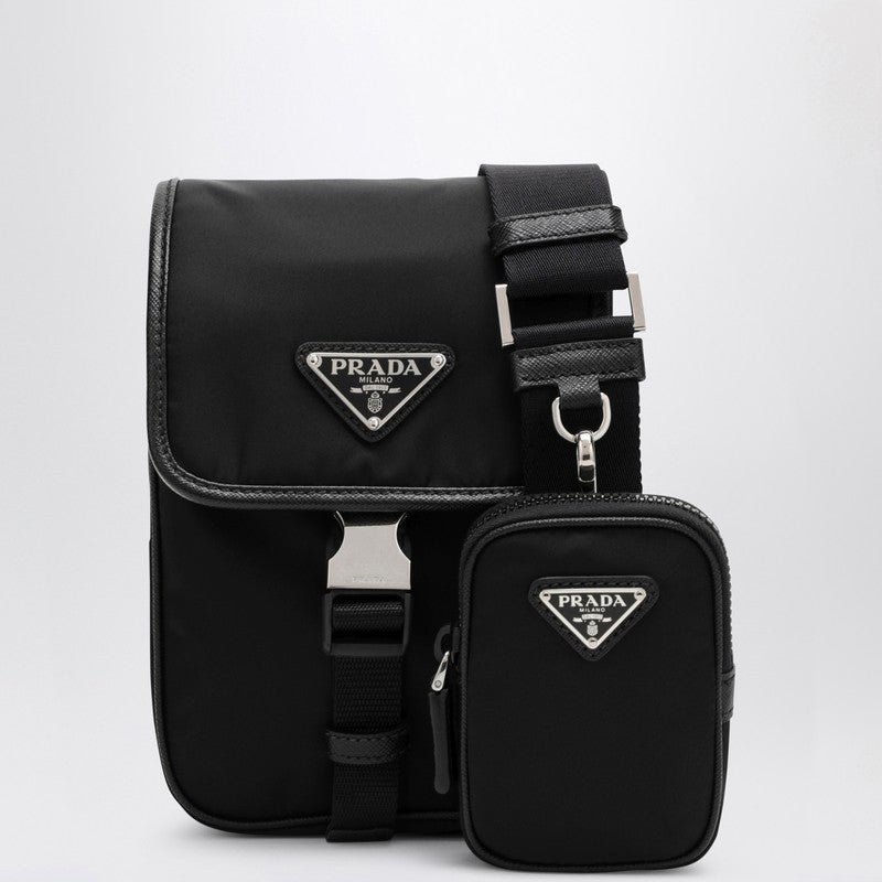 ランキング上位のプレゼント Small Prada Prada Messenger Men Re-Nylon Black In Bag 旅行かばん・小分けバッグ
