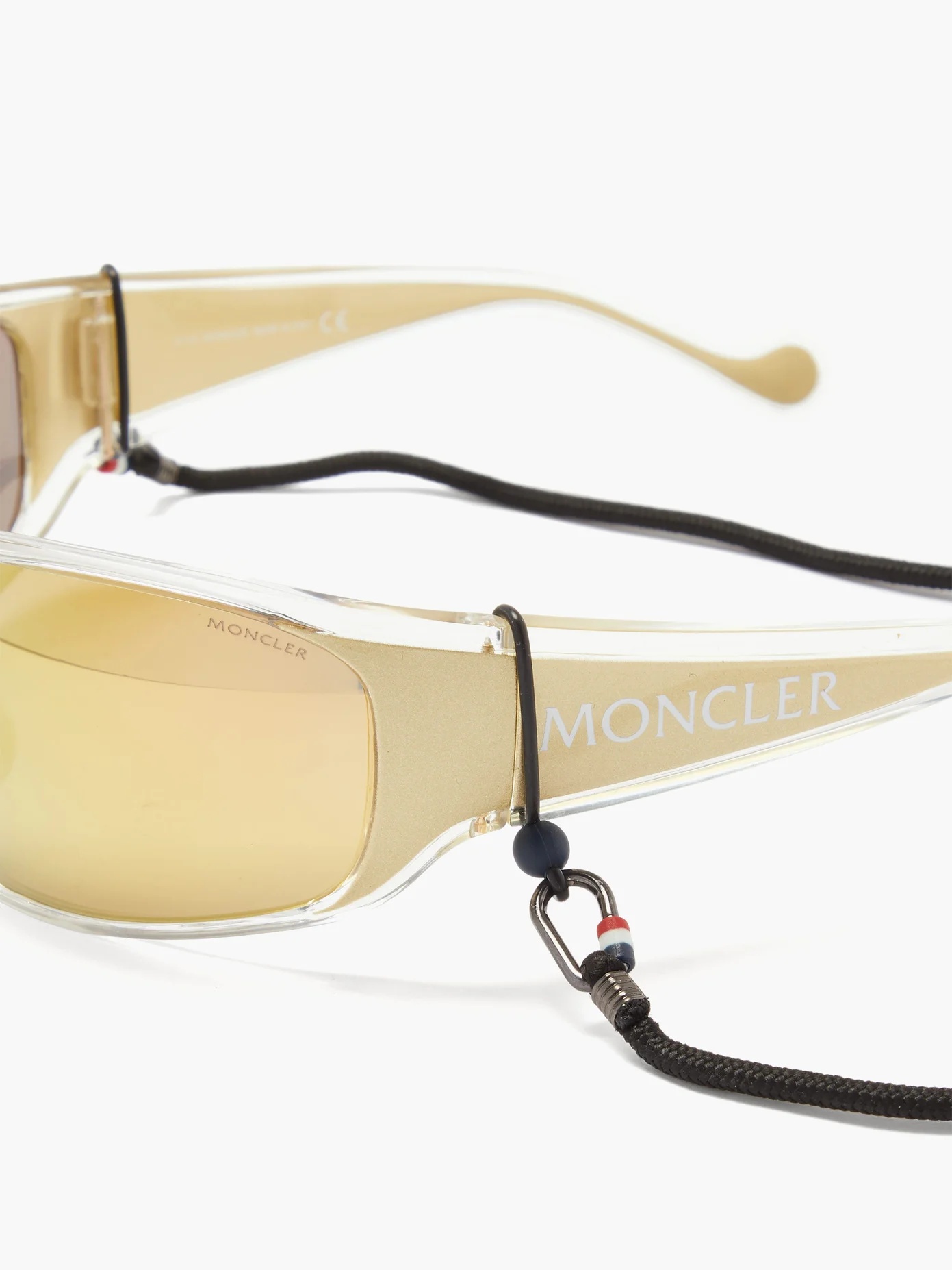 Mirrored-lens logo-stripe acetate cycle sunglasses - 6