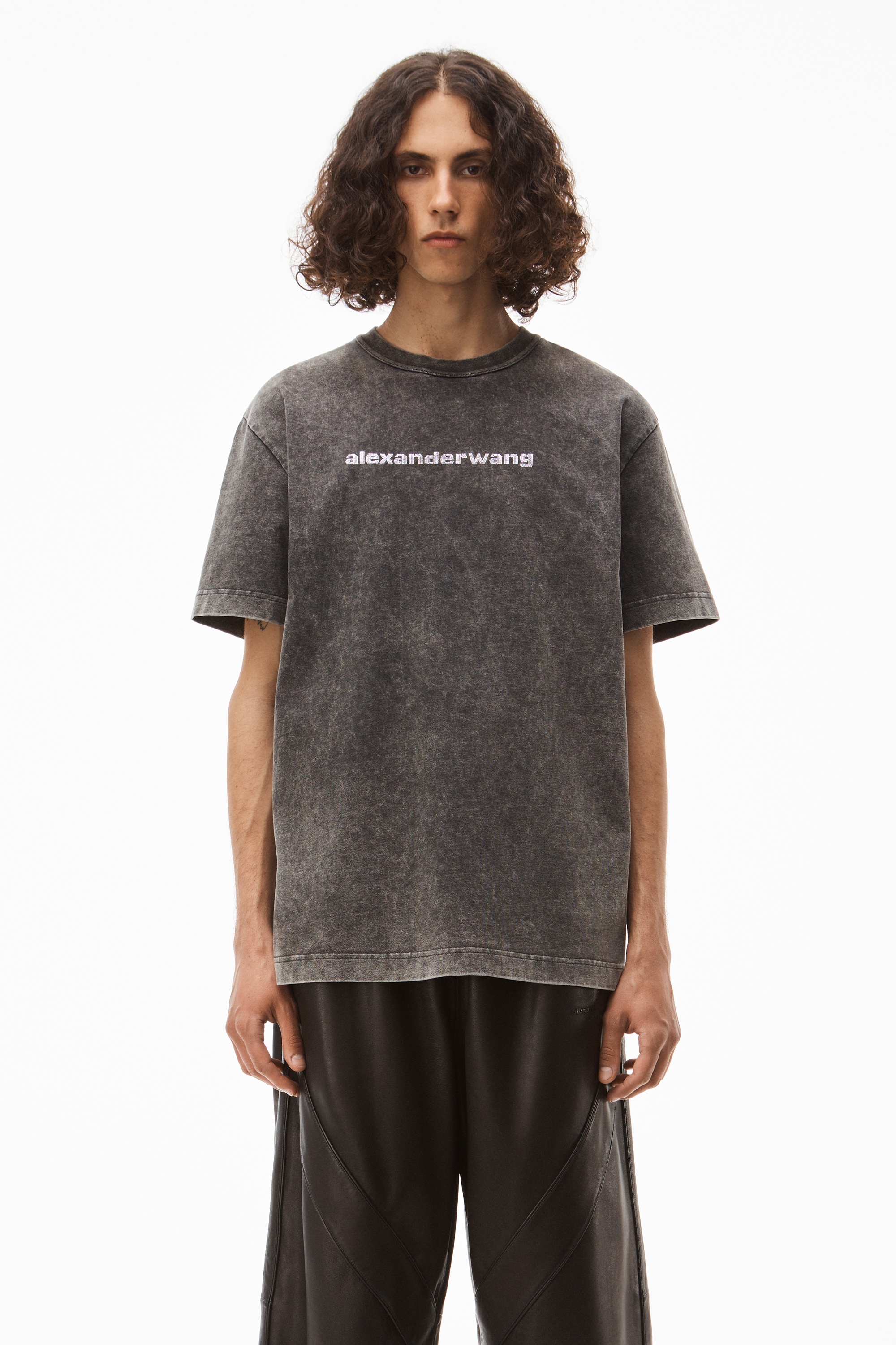 Alexander Wang HOTFIX LOGO GRILL TEE IN COMPACT JERSEY | REVERSIBLE