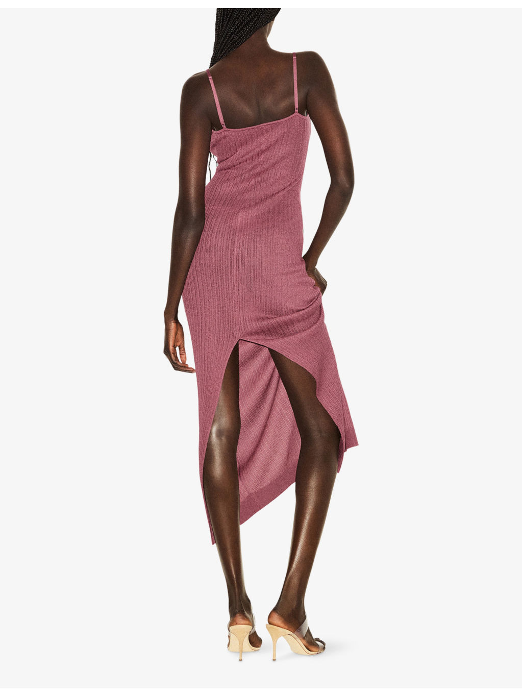 Camisole Semi Sheer-Knit Midi Dress - 3