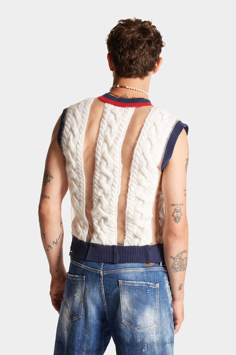 MOHAIR CABLE-KNIT VEST - 4