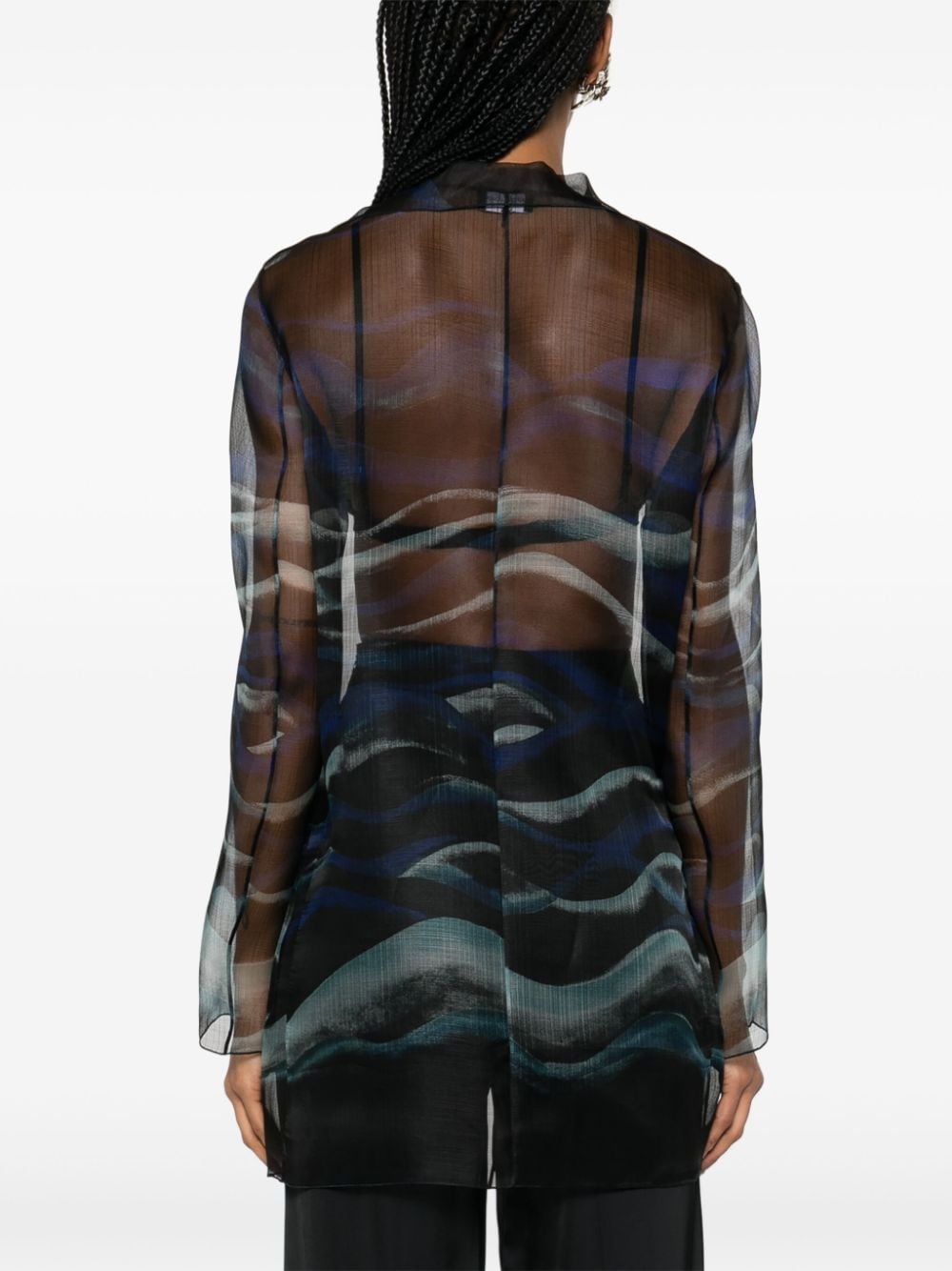 abstract-print silk blouse - 4