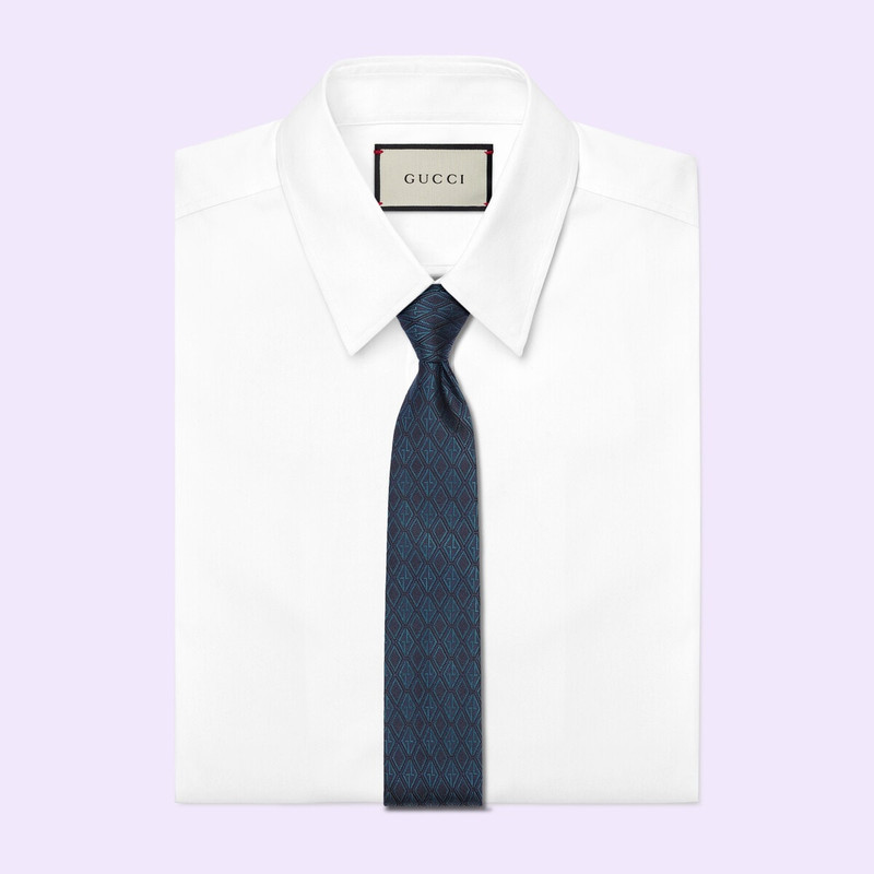 GUCCI Geometric G silk jacquard tie outlook