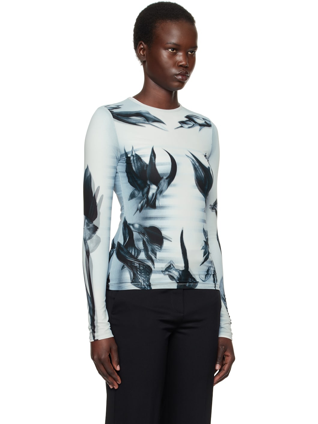 Gray & Black 'The Flower Body Morphing Marinière' T-Shirt - 2