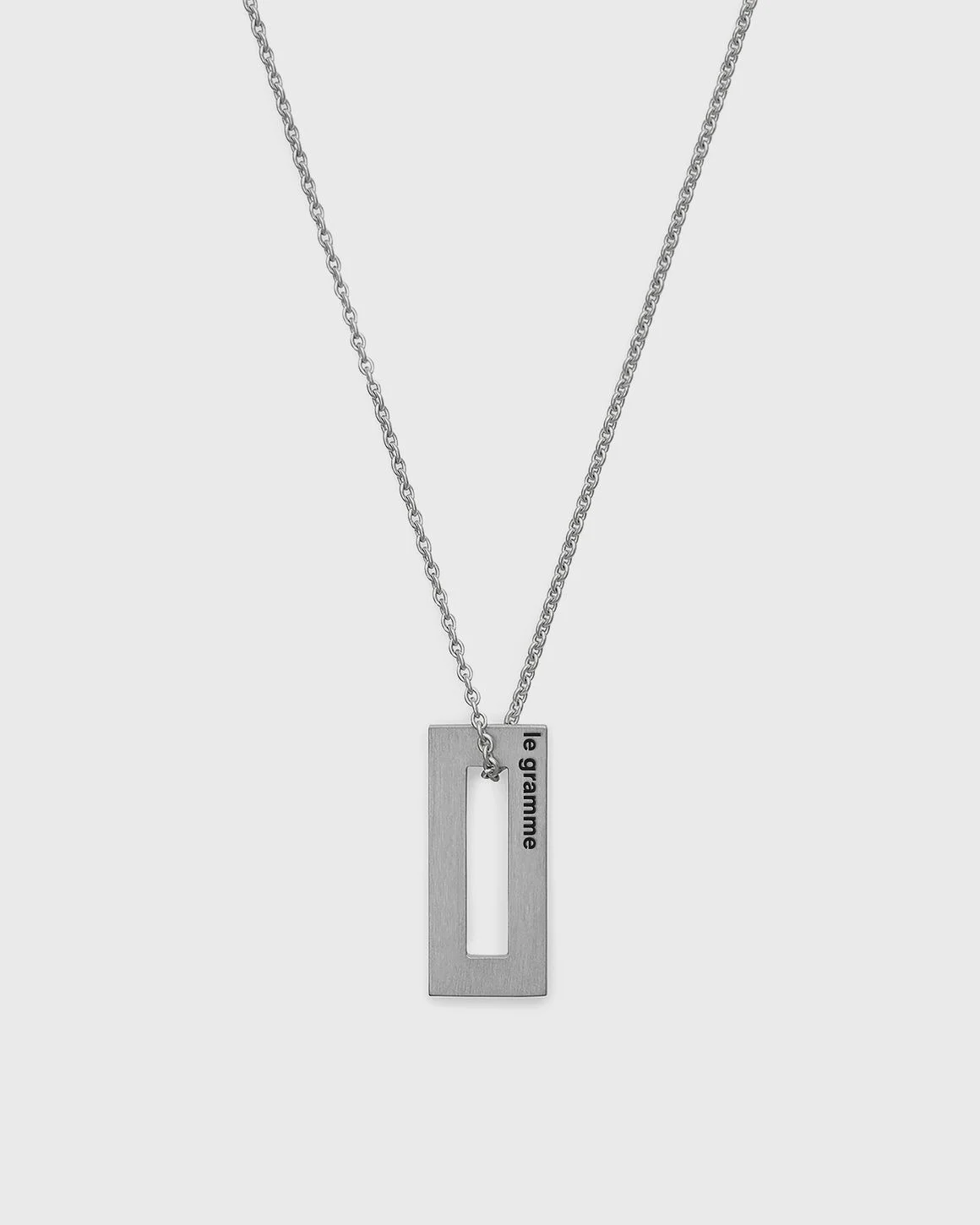 1.5g-polished and brushed sterling silver-rectangle-necklace - 1