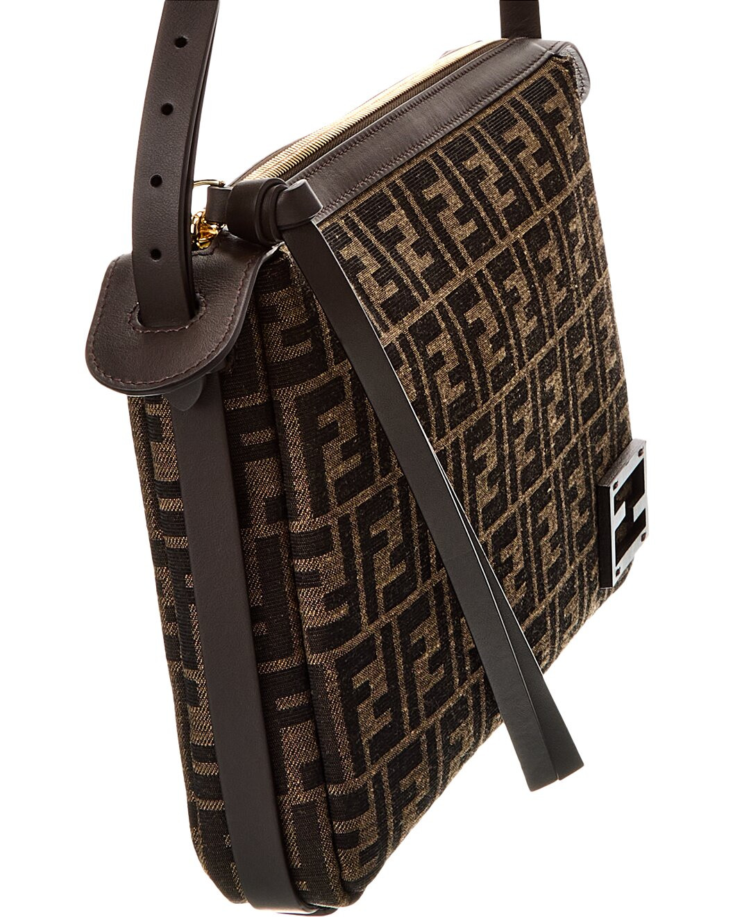 FENDI Simply Medium FF Jacquard & Leather Shoulder Bag - 3