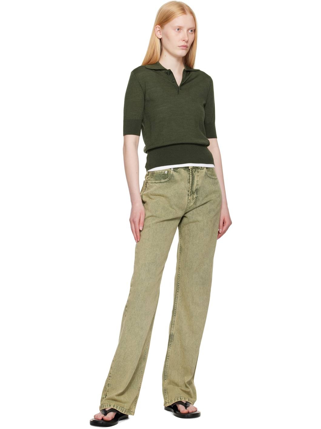 Khaki Wool Tonal Ami de Coeur Polo - 4
