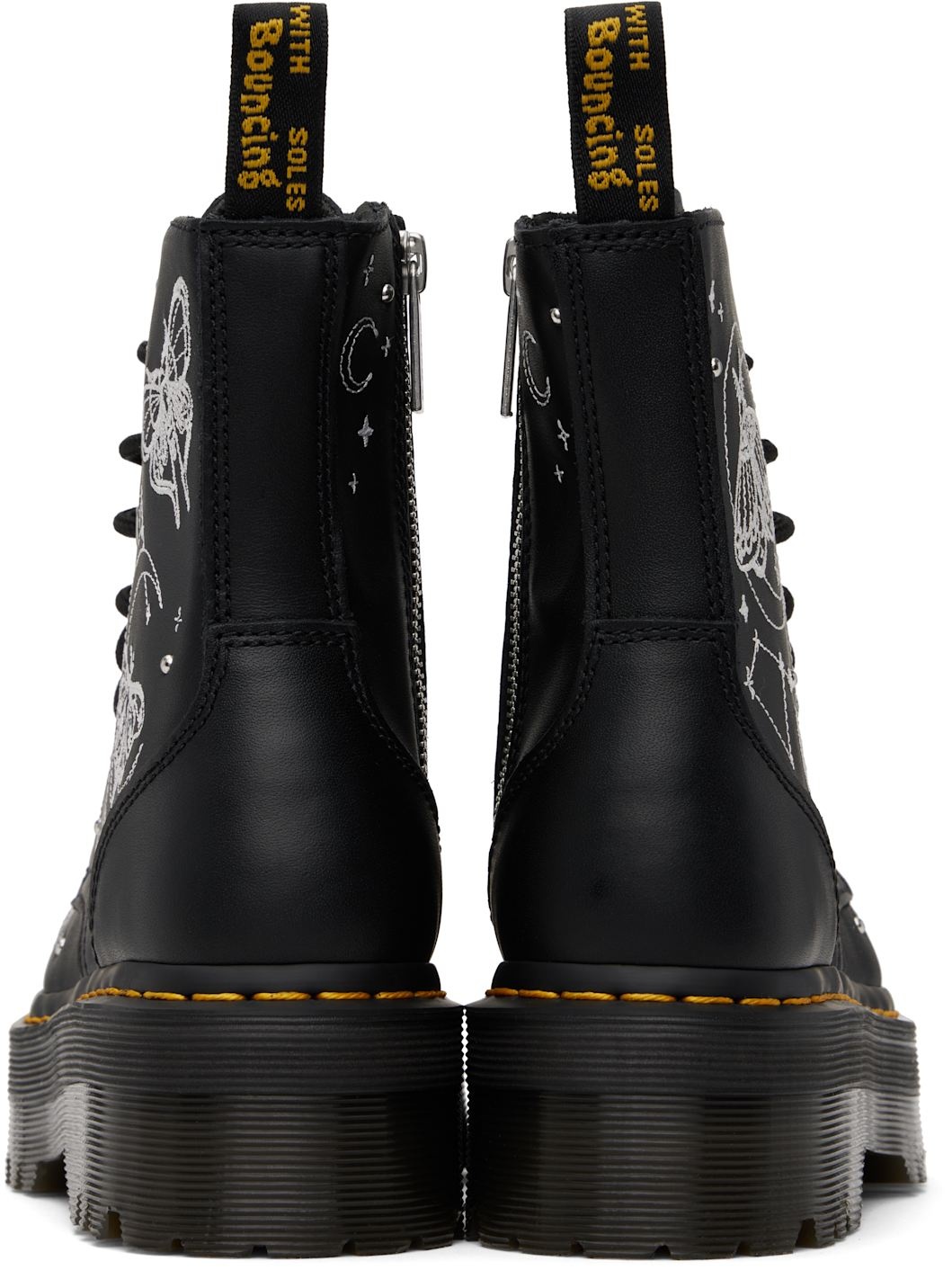 Black Jadon Celestial Moth Embroidered Platform Boots - 2